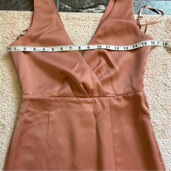 NWT BHLDN Piper V Neck Satin Gown Maxi Side Slit Sedona Size 4 - Picture 9 of 14